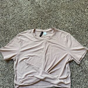 H&M Light Beige Twist Front Crop Top